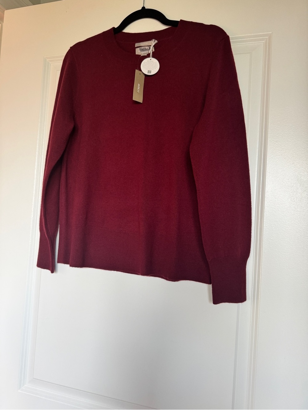 NWT! J. CREW Cashmere classic-fit crewneck sweater inky burgundy size small - Picture 4 of 12